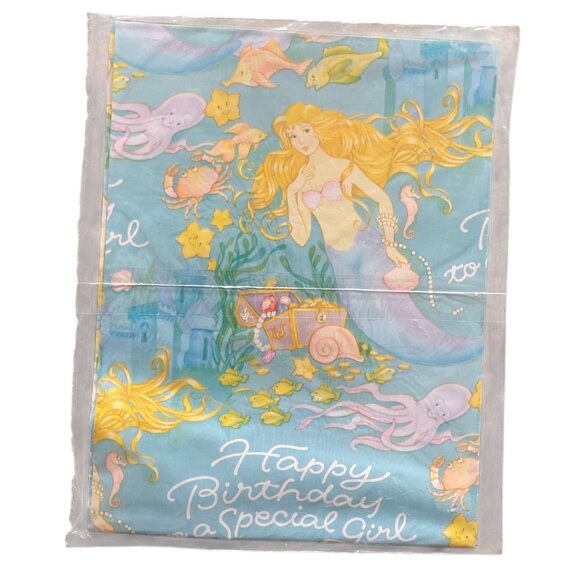 Vintage Am. Greetings Girl Mermaid Birthday Party Set Invitations Gift Wrap Bags - Picture 7 of 8